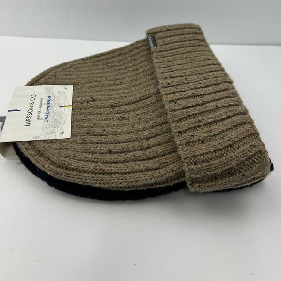 LARSSON & CO SPIRIT OF SCANDINAVIA, WARM BEANIE SET,BEIGE & NAVY BLUE, ONE SIZE - Picture 7 of 16